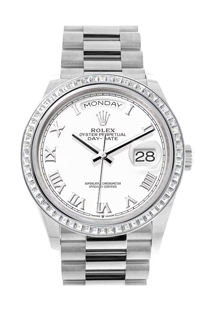 Rolex Day-Date 128396TBR 36 White Dial Diamond Bezel Platinum President Main image