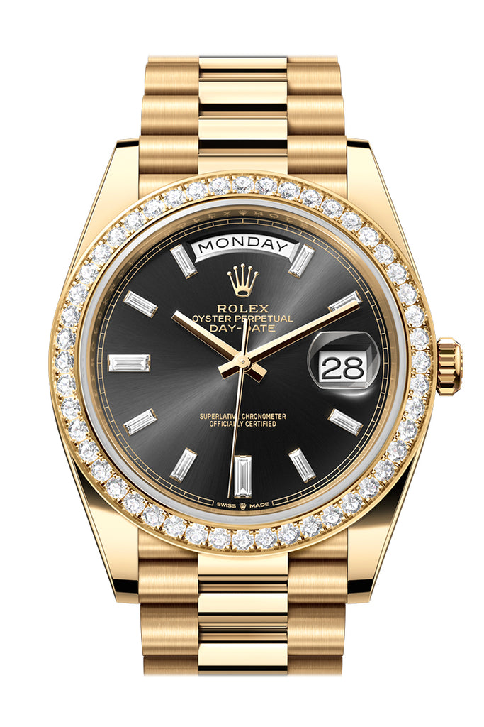 Rolex Day-Date 228348RBR 40 Bright Black Dial Diamonds Dial Diamond Bezel Yellow Gold President Men's 228348 Main image
