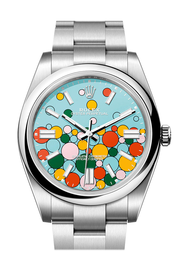 Rolex Oyster Perpetual 124300 41 Turquoise Blue Celebration-motif Dial Stainless Steel Oyster