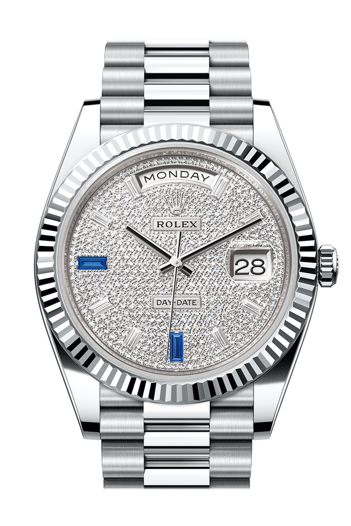 Rolex Day-Date 228236 40 Diamond-Paved Dial Dial Fluted Bezel Platinum President Men's Main image