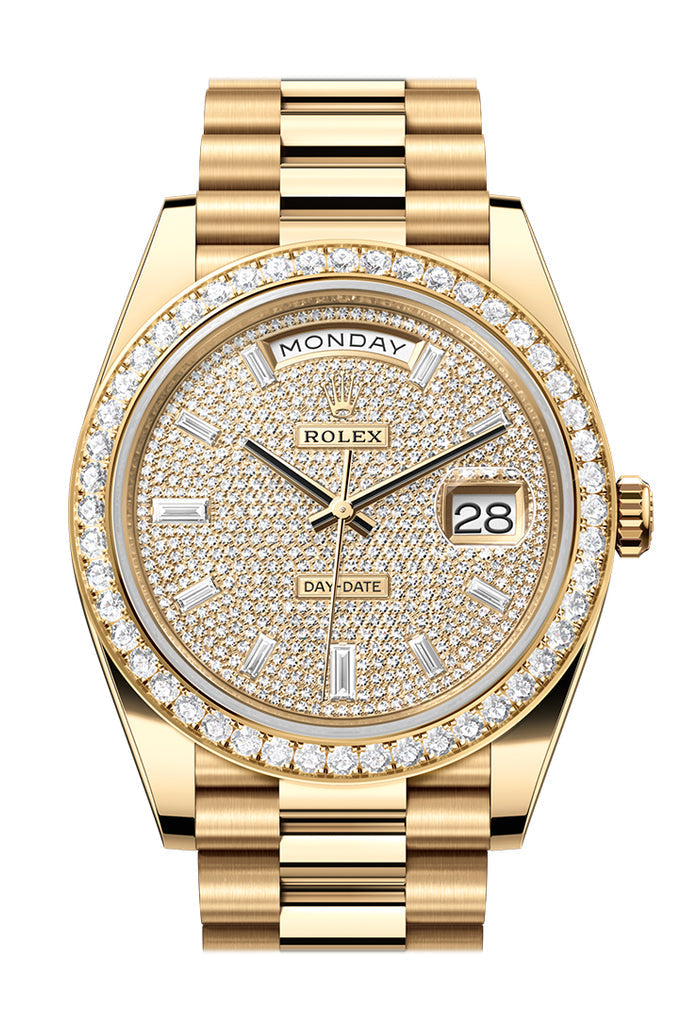 Rolex Day-Date 228348RBR 40 Diamond-Paved Dial Yellow Gold President Men's 228348