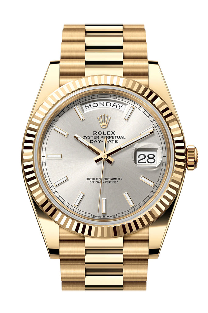Rolex Day-Date 228238 40 Silver Dial 18K Yellow Gold President Men's
