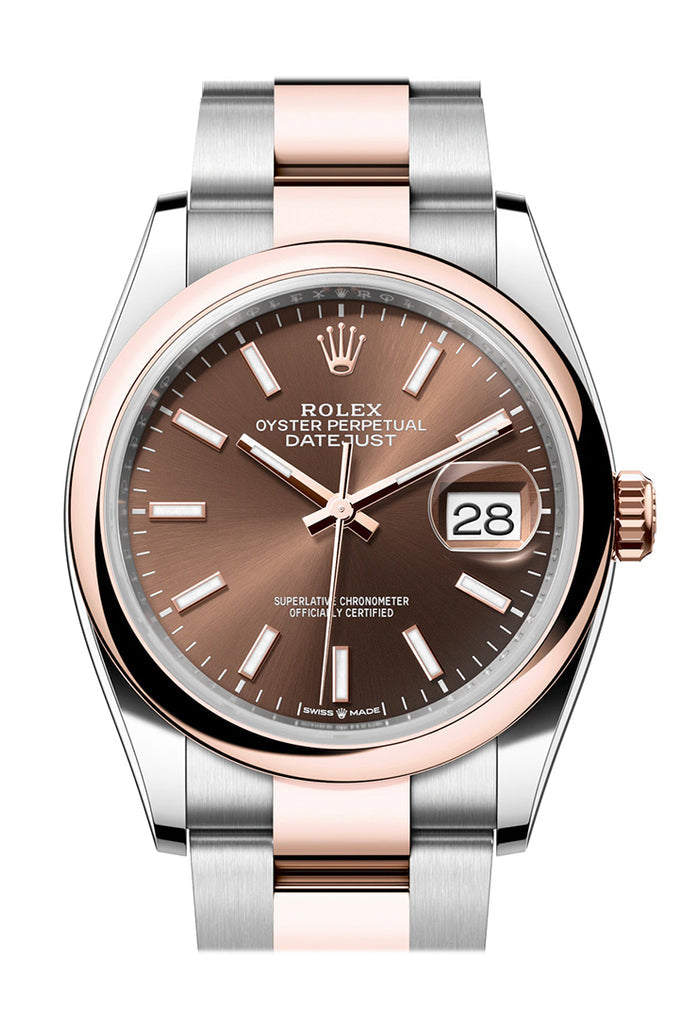 Rolex Datejust 126201 36 Chocolate Dial Dome Rose Gold Two Tone Oyster