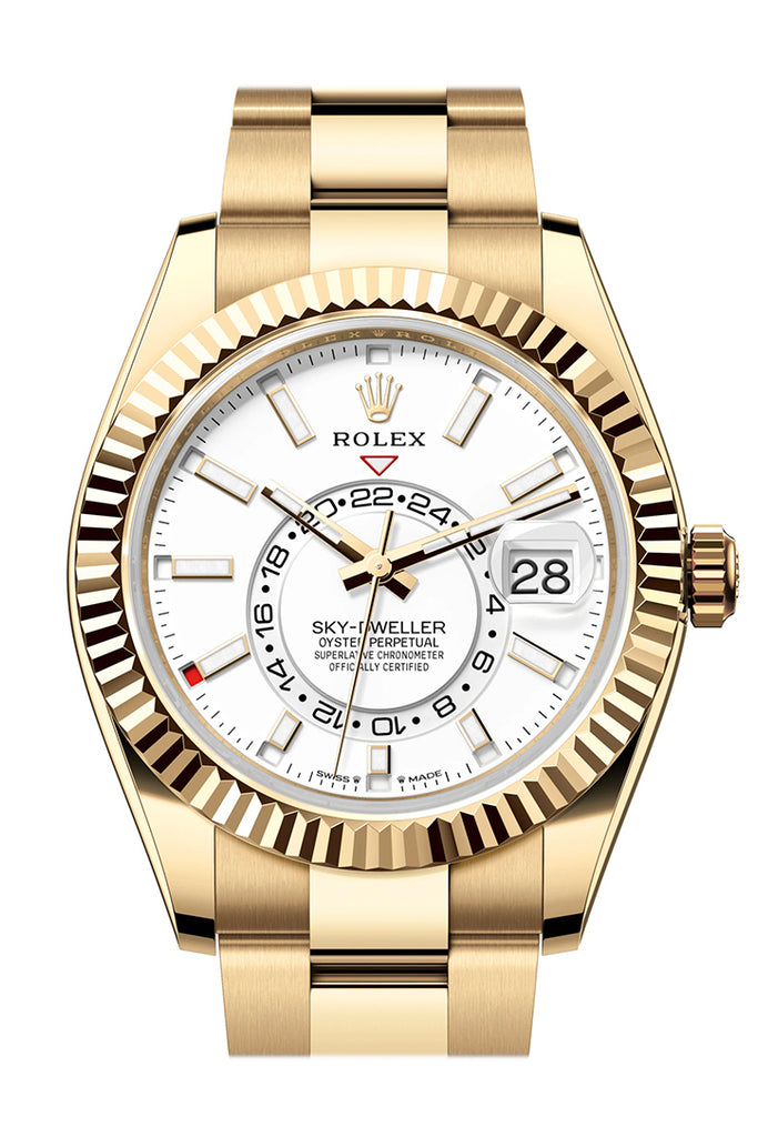 Rolex Sky-Dweller 336238 Sky Dweller 42 White Dial Yellow Gold Oyster Mens