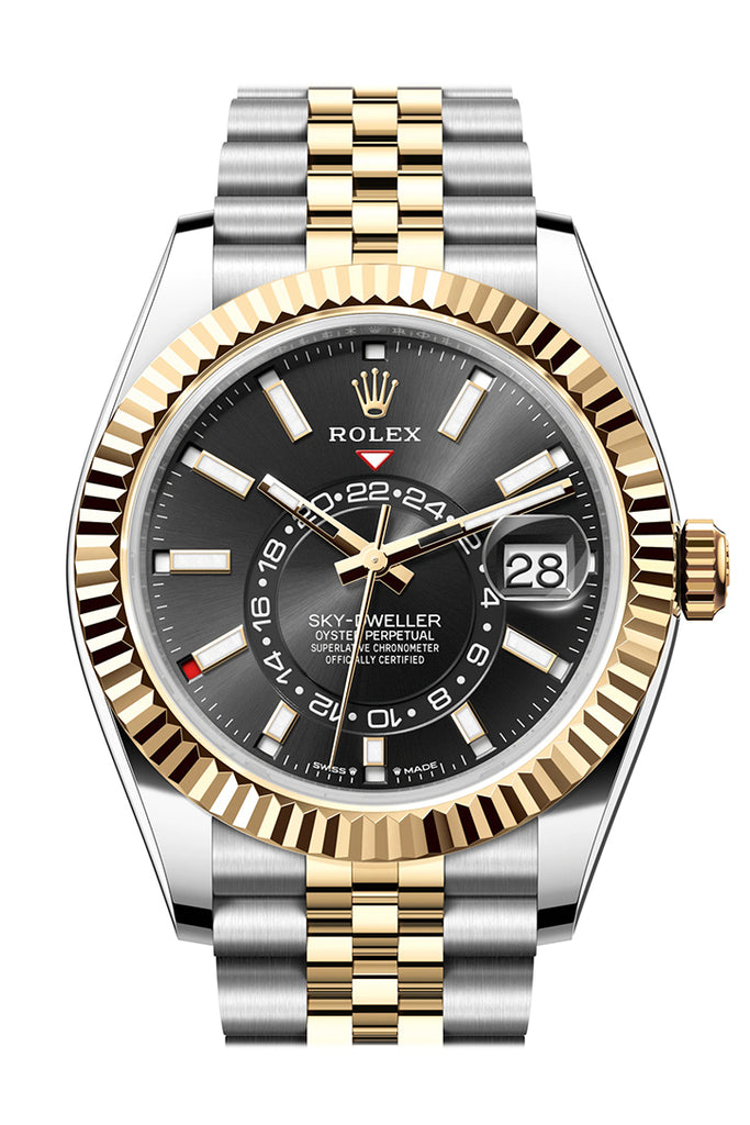 Rolex Sky-Dweller 336933 Sky Dweller 42 Black Dial Yellow Gold Stainless Steel Jubilee Mens