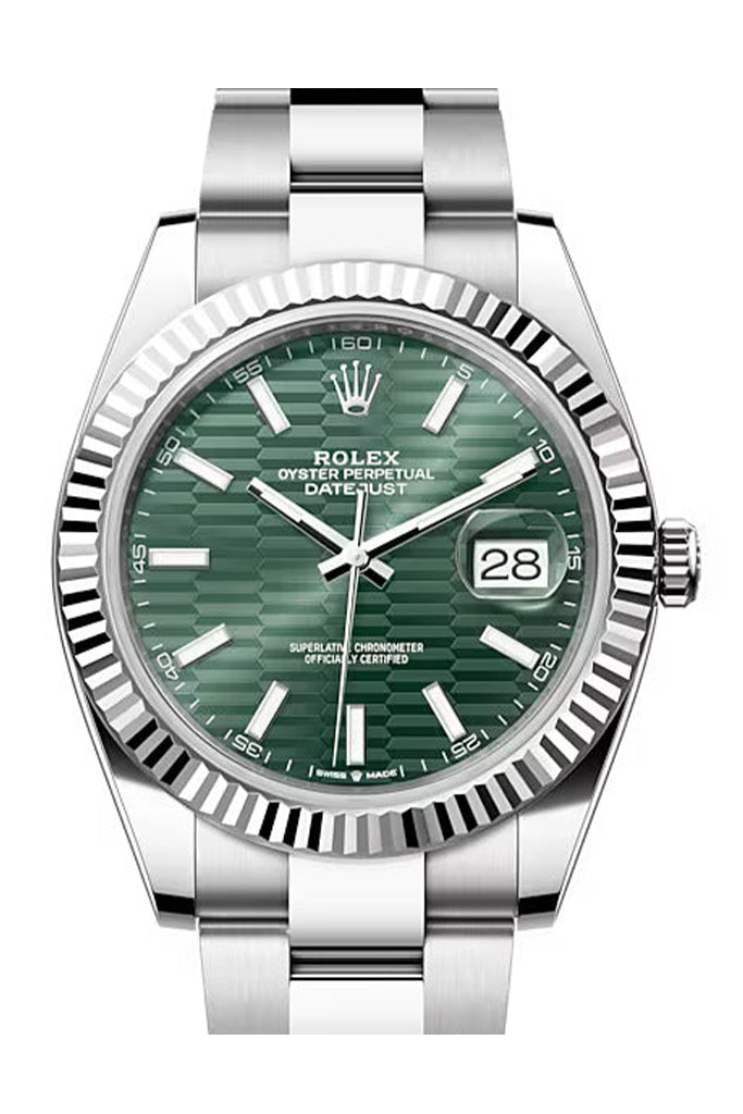 Rolex Datejust 126334 41mm Stainless Steel Mens Green Fluted Dial with Oyster Bracelet