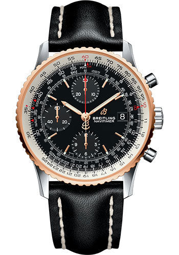 Breitling Navitimer U13324211B1X1 1 Chronograph 41 Steel and Red Gold Case - Black Dial - Black Leather Strap Main image