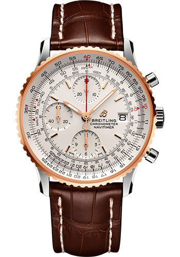 Breitling Navitimer U13324211G1P1 Chronograph 41 Steel & Red Gold - Mercury Silver Dial - Brown Alligator Strap - Tang Buckle Main image