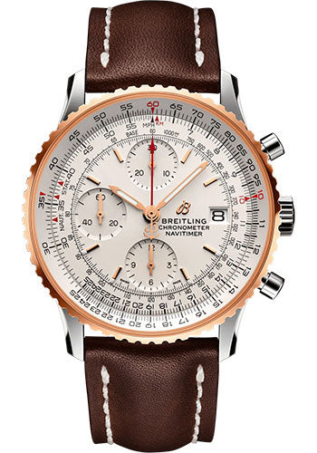 Breitling Navitimer U13324211G1X2 Chronograph 41 Steel and 18K Red Gold - Silver Dial - Brown Calfskin Leather Strap - Folding Buckle Main image