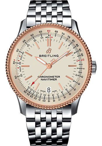Breitling Navitimer U17325211G1A1 1 Automatic 38 Steel and Red Gold Case - Silver Dial - Steel Navitimer Bracelet