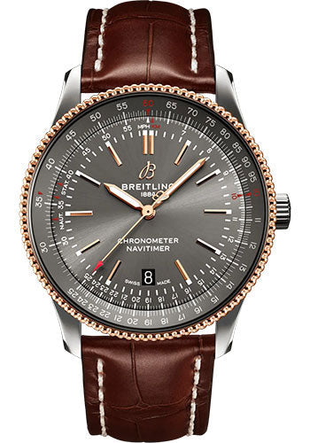 Breitling Navitimer U17326121M1P1 Automatic 41 Steel and 18K Red Gold - Anthracite Dial - Brown Alligator Leather Strap - Tang Buckle Main image