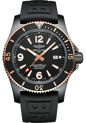 Breitling Superocean U17368221B1S1 Automatic 46 Black Steel DLC-Coated Steel and 18K Red Gold - Black Dial - Black Rubber Strap - Tang Buckle