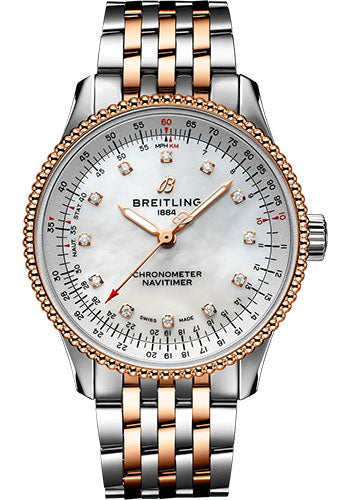 Breitling Navitimer U17395211A1U1 Automatic 35 Steel and 18K Rose Gold - Mother-Of-Pearl Dial - Metal Bracelet Main image