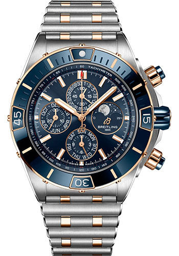 Breitling Chronomat U19320161C1U1 Super 44 Four-Year Calendar Steel and 18K Red Gold - Blue Dial - Metal Bracelet