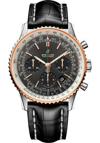 Breitling Navitimer UB0121211F1P1 1 B01 Chronograph 43 Steel and Red Gold Case - Stratos Gray Dial - Black Croco Strap Main image