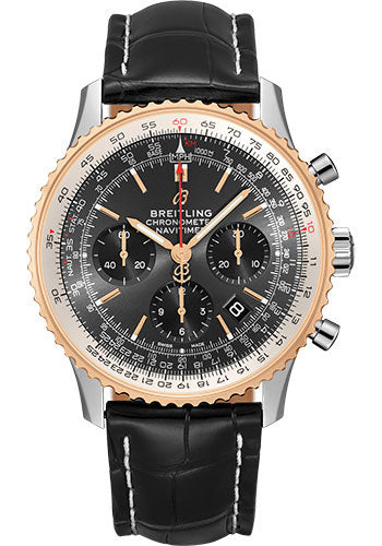 Breitling Navitimer UB0121211F1P2 B01 Chronograph 43 Steel & Red Gold - Stratos Gray Dial - Black Croco Strap - Folding Buckle Main image