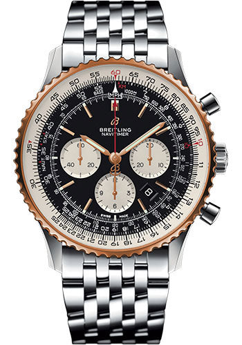 Breitling Navitimer UB0127211B1A1 1 B01 Chronograph 46 Steel and Red Gold Case - Black Dial - Steel Navitimer Bracelet