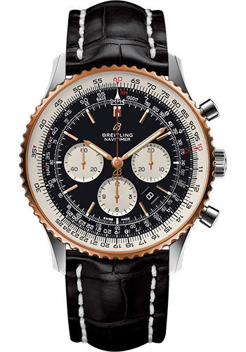 Breitling Navitimer UB0127211B1P1 1 B01 Chronograph 46 Steel and Red Gold Case - Black Dial - Black Croco Strap Main image