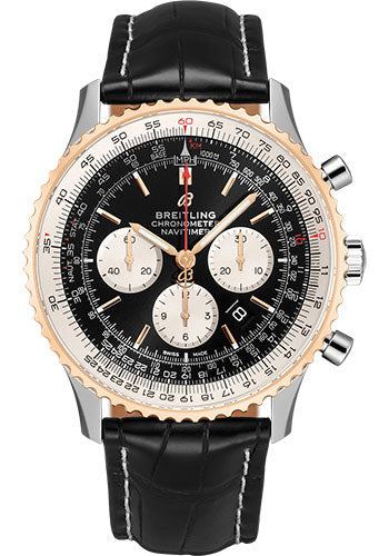 Breitling Navitimer UB0127211B1P2 B01 Chronograph 46 Steel & Red Gold - Black Dial - Black Croco Strap - Folding Buckle Main image