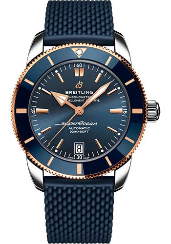 Breitling Superocean Heritage UB2010161C1S1 B20 Automatic 42 Steel and 18K Red Gold - Blue Dial - Blue Rubber Strap - Folding Buckle