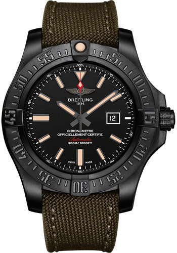 Breitling Avenger V1731010/BD12/105W/M20BASA.1 Blackbird Black Titanium - Volcano Black Dial - Khaki Green Military Strap - Tang Buckle Main image
