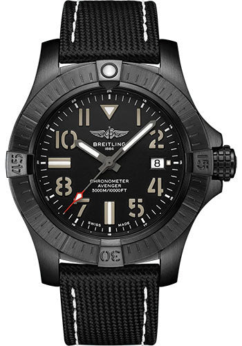 Breitling Avenger V17319101B1X2 Automatic 45 Seawolf Night Mission DLC-Coated Titanium - Black Dial - Anthracite Calfskin Leather Strap - Folding Buckle Main image