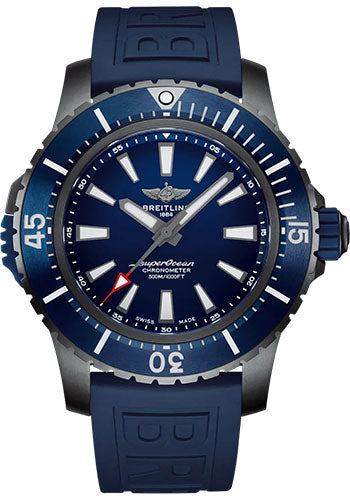 Breitling Superocean V17369161C1S1 Automatic 48 DLC-Coated Titanium - Blue Dial - Blue Rubber Strap - Tang Buckle