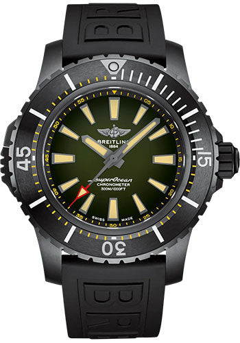 Breitling Superocean V17369241L1S1 Automatic 48 DLC-Coated Titanium - Green Dial - Black Rubber Strap - Tang Buckle