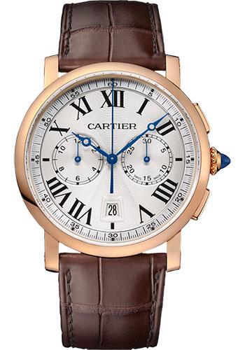 Cartier W1556238 Rotonde de Cartier Chronograph 40mm Pink Gold Case - Silvered Effect Dial - Brown Alligator Strap Main image
