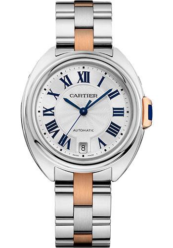 Cartier W2CL0003 Cle De Cartier 35mm Steel Case - Silvered Dial - Steel And Pink Gold Bracelet Main image