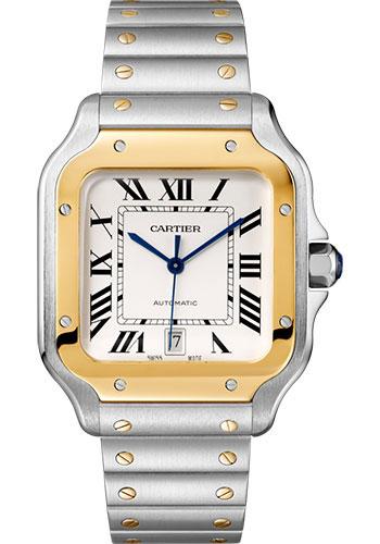 Cartier Santos de Cartier W2SA0009 39.8mm Gold And Steel Case - Yellow Gold Bezel - Silvered Dial - Steel Bracelet