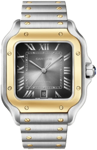 Cartier Santos de Cartier W2SA0030 Large Automatic Yellow Gold Interchangeable Metal And Leather Bracelets