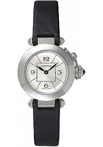 Cartier W3140025 Miss Pasha 27mm Steel Case - Silvered Dial - Toile De Moire Strap Main image