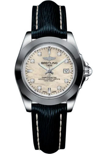 Breitling W71330121A1X1 Galactic 32 Sleek Steel and Tungsten - Mother-Of-Pearl Dial - Blue Calfskin Leather Strap - Tang Buckle Main image