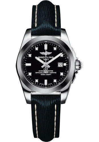 Breitling W72348121B1X1 Galactic 29 Sleek Steel and Tungsten - Black Diamond Dial - Blue Calfskin Leather Strap - Tang Buckle Main image