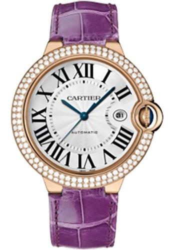 Cartier Ballon Bleu WE900851 de Cartier Large Rose Gold Case - Diamond Bezel - Alligator Strap