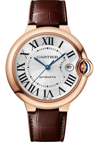Cartier Ballon Bleu WGBB0035 de Cartier 40mm Pink Gold Case - Silvered Dial - Interchangeable Brown Leather Strap