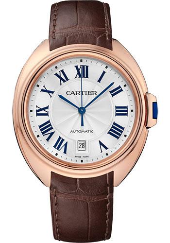 Cartier WGCL0019 Cle de Cartier 40mm Pink Gold Case - Silvered Dial - Brown Alligator Strap