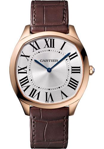 Cartier Drive de Cartier WGNM0006 Extra Flat 38mm Pink Gold Case - Silvered Dial - Brown Alligator Strap