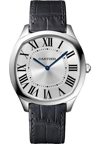 Cartier Drive de Cartier WGNM0007 Extra Flat 38mm White Gold Case - Silvered Dial - Grey Alligator Strap