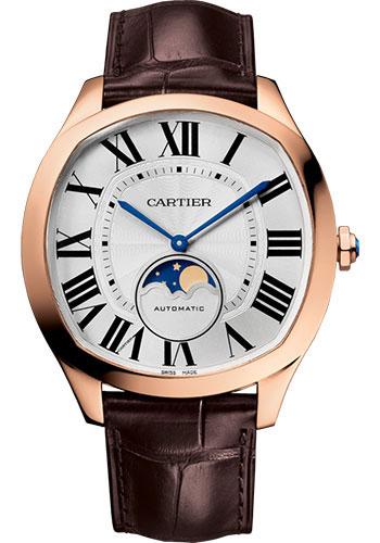 Cartier Drive de Cartier WGNM0008 Moon Phases 40mm Pink Gold Case - Silvered Dial - Brown Alligator Strap