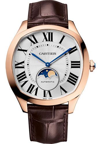 Cartier Drive de Cartier WGNM0018 Moon Phases 40mm x 41mm Rose Gold Case - Silvered Dial - Brown Alligator Strap Main image
