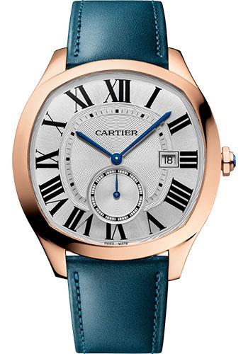 Cartier Drive de Cartier WGNM0022 length: 40mm Pink Gold Case - Silvered Dial - Two Smooth Calfskin Strap