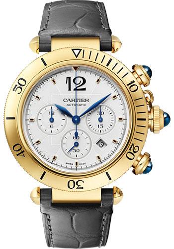 Cartier WGPA0017 Pasha de Cartier 41mm Yellow Gold Case - Silvered Dial - Dark Gray Leather Strap Main image