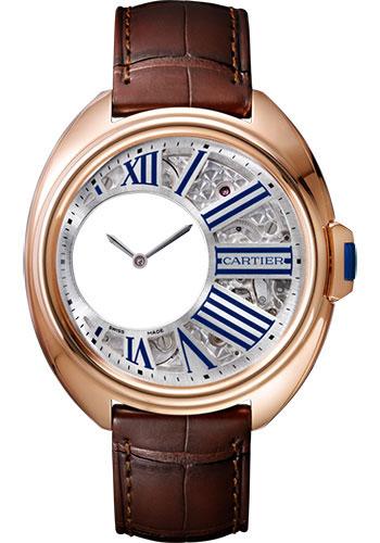 Cartier WHCL0002 Cle de Cartier Mysterious Hours 41mm Pink Gold Case - Silver Dial - Brown Alligator Strap Main image