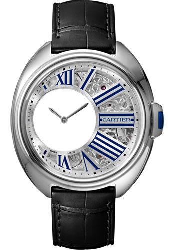 Cartier WHCL0003 Cle de Cartier Mysterious Hours 41mm Palladium Case - Silver Dial - Black Alligator Strap