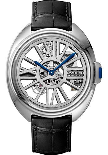 Cartier WHCL0008 Cle de Cartier Skeleton Automatic 41mm Palladium Case - Skeleton Dial - Black Alligator Strap - White Gold Bracelet Main image