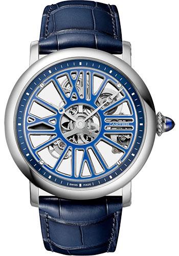 Cartier WHRO0051 Rotonde de Cartier Skeleton 42mm Platinum Case - Skeleton Dial - Blue Alligator Strap