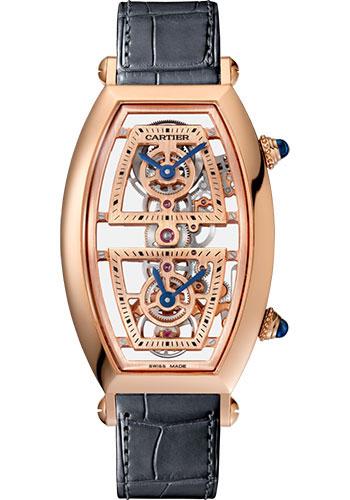 Cartier WHTN0005 Tonneau Skeleton Xl 52.4mm Pink Gold Case - Skeleton Dial - Dark Gray Alligator Strap