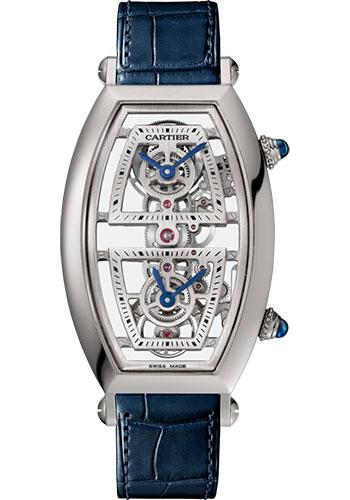 Cartier WHTN0006 Tonneau Skeleton Xl 52.4mm Platinum Case - Skeleton Dial - Blue Alligator Strap Main image